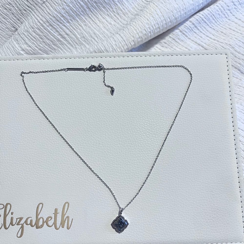 Kendra Scott Silver Necklace with Blue Pendant
